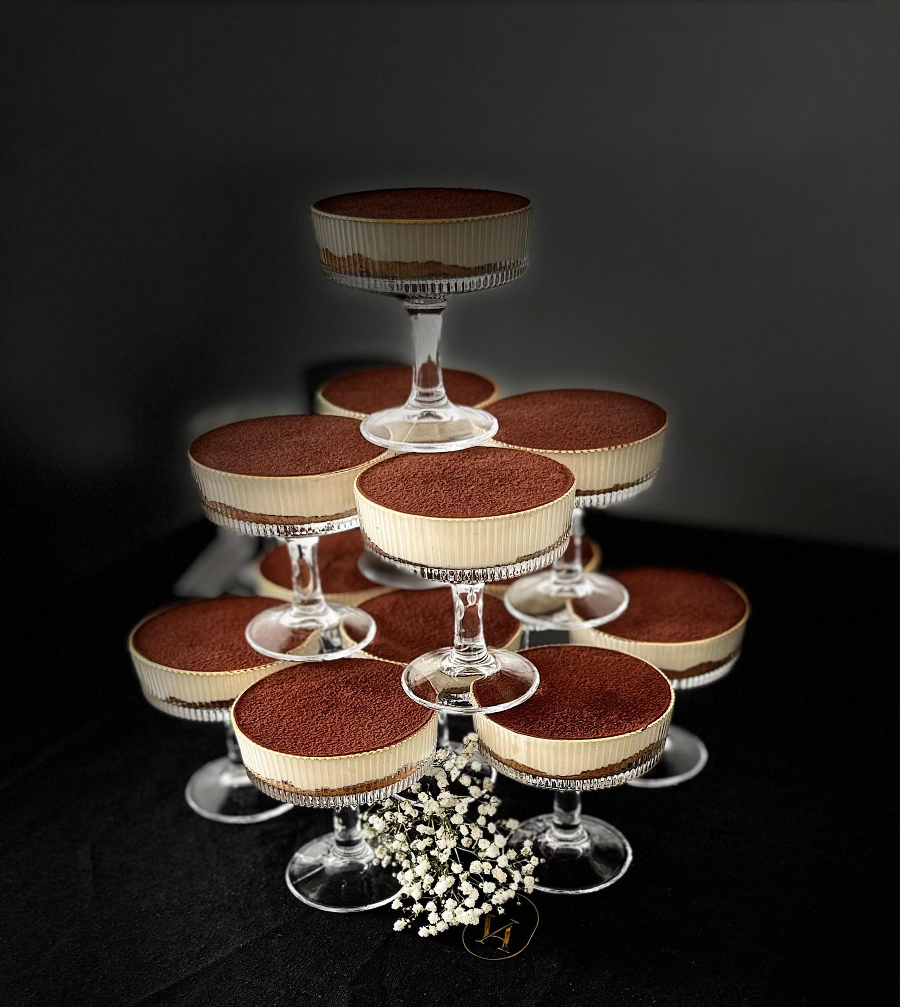Velaura dessert coupes arranged for a celebration